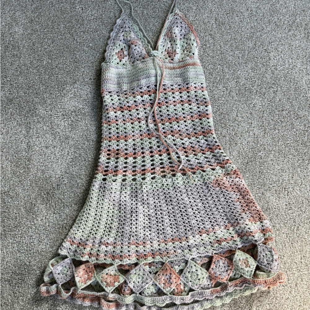 Elegant Multicolor Crochet Dress